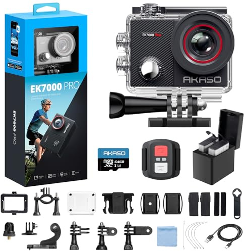 AKASO EK7000 Pro 4K Action-Kamera mit 64GB microSDXC Speicherkarte