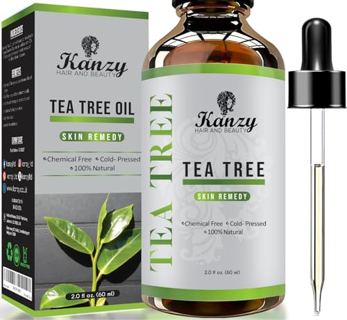 Kanzy Teebaumöl Naturrein 60ml mit Pipette Kaltgepresst Tea Tree Oil für Körper, Gesicht, Haut, und Nagel Anti Pickel, Haaröl, Akne Öl, Acne Serum gegen Unreine Haut, Öle für Diffuser