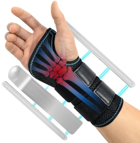AOGOE Handgelenkstütze, Verstellbare Handgelenk Bandage mit 3 Schienen, Atmungsaktive Handgelenkbandage für Sehnenscheiden Entzündung, Arthritis, Karpaltunnelsyndrom,Männer Frauen(S/M, Linke Hand)