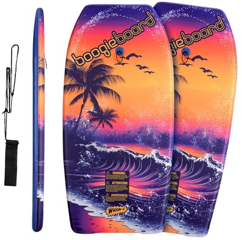 Wham-O 2er-Pack 93.98cm Boogie Board, Bodyboard mit Handgelenkleine, Fiberclad-Beschichtung Phuzion-Kern Crescent-Tail für Ozean, Kinder 8+ Jugendliche Erwachsene – Beach