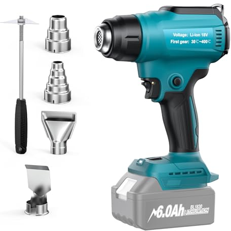 Kabellose Heißluftpistole für Makita 18V Akku (ohne Akku) Heißluftpistole zum Schweißen, Rohrbiegen, Farbentfernung, Heißluftpistole mit 4 Düsen.