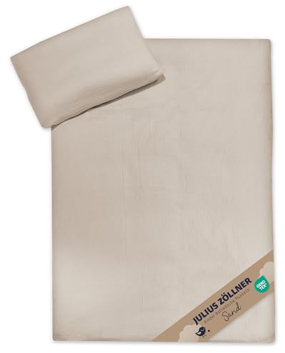 Julius Zöllner Musselin Kinderbettwäsche 100x135 + 40x60 cm | 2-teiliges Set aus Deckenbezug und Kissenbezug aus 100% Baumwollmusselin | Oeko-TEX Standard 100 | Sand