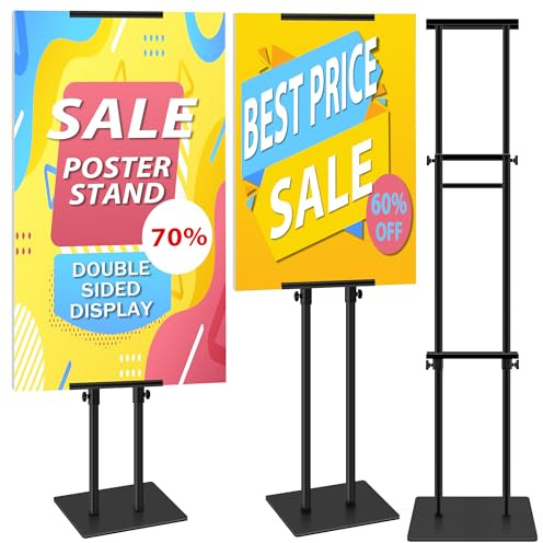 VAIIGO Doppelseitiger Plakatständer 109–203 cm – Höhenverstellbarer Boden-Infoständer & Werbeständer für Schilder / Poster ,Restaurant,Events,Messe,Promotion(2 Stück)