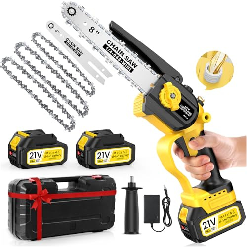 Mini Kettensäge mit Akku,8000mAh Elektrokettensäge,8-Zoll&6-Zoll Mini Kettensäge mit Automatischer Öler&Ersatzkette,1000W Bürstenlose Astsäge Kompatibel mit Makita 18V Akku für Astschere Holzschneiden