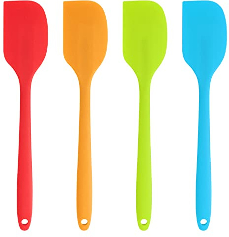 Joeji's Kitchen Set mit 4 Silikon Spatel zum Kochen 28cm- Teigschaber Silikon zum Backen in verschiedenen Farben - Grosser Antihaft Silicone Spatula