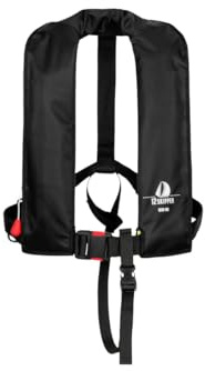 12skipper Automatik Rettungsweste 165N, ISO 12402-3, UML-Auslöser, Schrittgurt, Signalpfeife, Erwachsene 40-150 kg schwarz