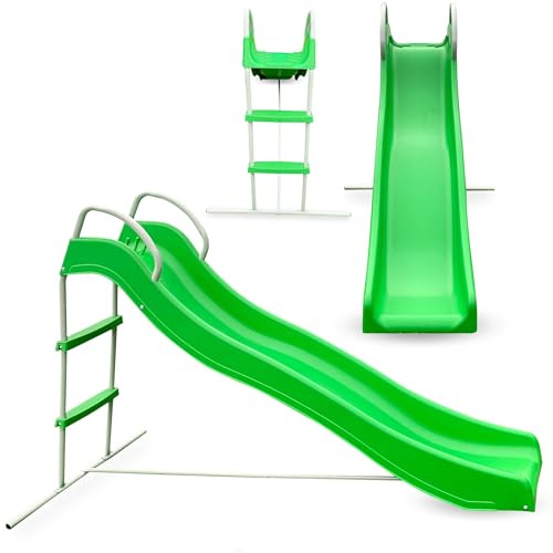 HyperMotion Gartenrutsche mit Leiter - Freistehende Kinderrutsche für Außenbereich, 185cm Länge, UV-beständig, max. 45kg Belastung - Für Kinder ab 3 Jahren (Grün)