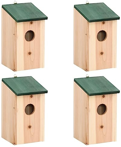 vidaXL 4 x Kiefernholz, Nistkasten, Vogelhaus, Garten, Hof, Außenbereich