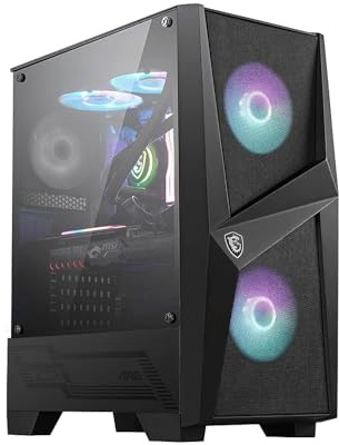 MSI MAG Forge 100R Mid-Tower ATX Gehäuse (2X USB 3.1 Anschluss, 2X 120mm A-RGB Fan und 1x 120mm Fan im Lieferumfang, schwarz, RGB)