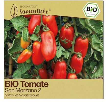 Samenliebe BIO Tomaten Samen | Pelatitomate San Marzano 2 - italienische Tomate - samenfestes BIO Saatgut