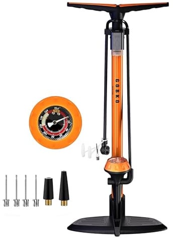 GOBKO Fahrradpumpe Luftpumpe Fahrrad Französische Ventile mit Manometer, Luftpumpe für Rennrad MTB Sportballpumpe Hochdruck 160 Psi und 11 Bar