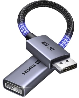 UGREEN 8K 60Hz Displayport auf HDMI Adapter Unidirektional 4K/2K@240Hz | Aktiver DP 1.4-zu-HDMI 2.1 4K@240Hz/2K@240Hz/1080P@480Hz 32.4Gbps, HDR10+, HDCP 2.3, G-Sync, DSC 1.2a