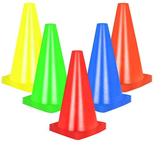 23cm Pylonen Kinder, 20 Stück Hütchen Fussball Markierungskegel für Outdoor-Aktivitäten und Festliche Veranstaltungen, Verkehrshütchen Kinder Kegel für Fußball, Sport & Hundetraining (5 Farben)