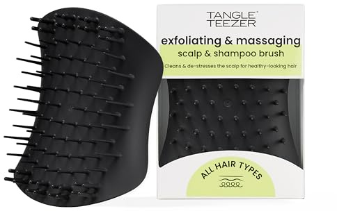Tangle Teezer Kopfhautbürste & Massager – Perfekt für Haarkuren & Kopfhaut-Detox – Entfernt Schmutz & abgestorbene Hautzellen – Kann unter der Dusche oder mit Haaröl verwendet werden – Schwarz