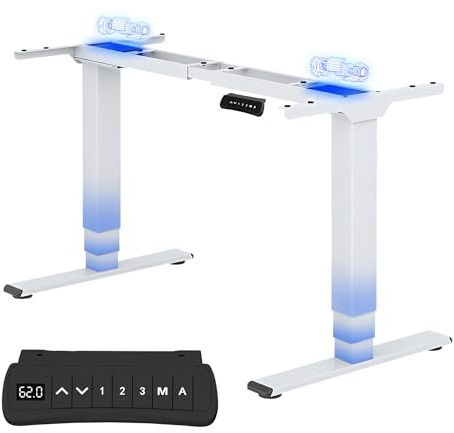 FLEXISPOT Höhenverstellbarer Schreibtisch Elektrisch Tischgestell mit 2 starken Motoren, Super Belastung 160KG, 3-Fach-Teleskop, Memory-Steuerung, LED Höhenanzeige (PRO Weiß)
