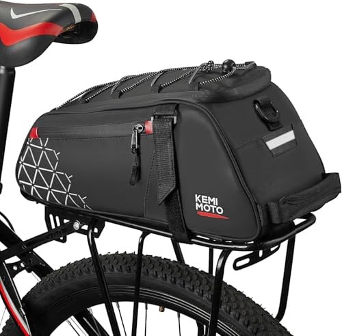 KEMIMOTO 2-in-1 Fahrradtasche für Gepäckträger hinten – 8L Wasserabweisende Gepäckträgertasche für Pendler & Kurzreisen, mit Schultergurt, Tragegriff & Mehreren Fächern