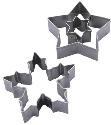 Dr. Oetker Ausstecher Set Linzer Schneeflocke & Stern – 2-teilig, Perfekt für Weihnachtskekse, aus hochwertigem Edelstahl, rostfrei, spülmaschinengeeignet