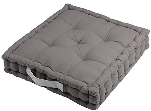 Alphadeco Sitzkissen Uni aus Baumwolle (170g/m2) - 45x45x10cm - Bodenkissen, Stuhlkissen, Sitzerhöhung (Grau/Anthrazit)