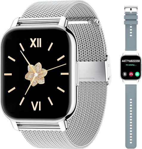 Popglory Smartwatch Herren Damen, 1.85 Fitnessuhr mit Blutdruckmessung Telefonfunktion Sprachsteuerung Herzfrequenz, 100+ Sportmodi Fitness Tracker Schrittzähler Schlaf SpO2, für Android iOS