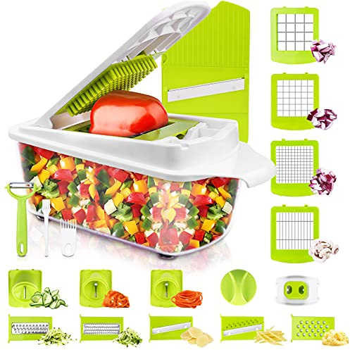 Multifunktions-Mandoline, 23 Stück, Küchenhobel, Gemüseschneider, manuell, Würfel, Tomaten, Kartoffeln, Karotten, Zwiebeln