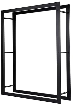 Loywe Kaminholzregal 120x25x160cm Kaminholzhalter Brennholzregal Feuerholzregal Kaminholzständer Brennholz Holzhalter aus Metall in Schwarz LW1088