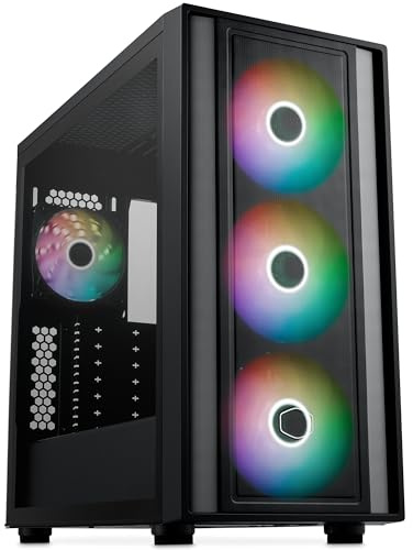Cooler Master MasterBox 600 – E-ATX-Airflow-Gehäuse Back-Connect-MB- und 420 mm Kühler-fähig, 3 x 140 mm & 1 x 120 mm ARGB-PWM-Lüfter vorinstalliert, gehärtete Glaswand, USB 3.2 Gen 2x2 Typ-C