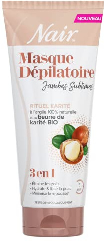 NAIR - Enthaarungscreme für Beine Sublimes Ritual Shea, 100% natürlicher Tonerde & Bio-Sheabutter, 3-in-1-Formel, 180 ml
