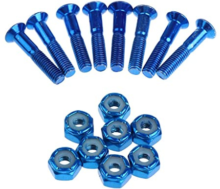 Fenteer 8pcs Ersatz Skateboard LKW Hardware Set Longboard Schrauben Schrauben, Blau