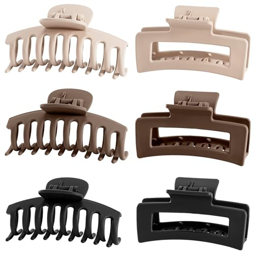 Lolalet 6 Stück Große Haarklammer, 8cm Haarspangen für dickes Haar Rutschfestes Haar Jaw Clips Haarstyling-Zubehör für Frauen Mädchen -Muster E
