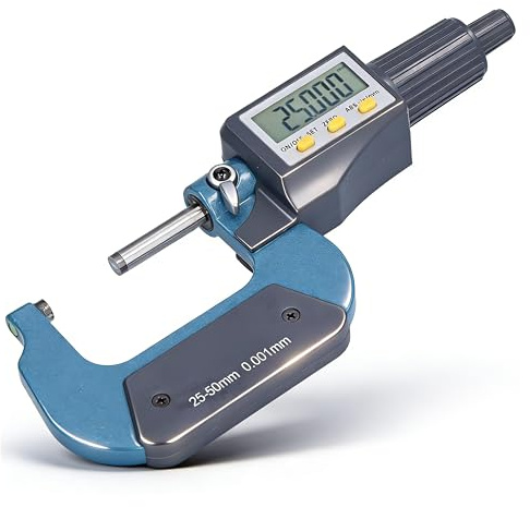 Mikrometer Digital Bügelmessschraube, 25‑50mm/1-2 Zoll Elektronische Micrometer LCD Mikromessschieber, DickenmessgeräTe Tester Länge Messwerkzeug FüR Die Messung Von Kleinen Teilen,0.001mm(0.00005)