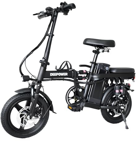 DEEPOWER Klappbares Elektrofahrrad, Elektrofahrräder, 48V 10Ah herausnehmbarer Akku, 250W Motor, Doppelscheibenbremsen, Ebike für Erwachsene (10Ah)