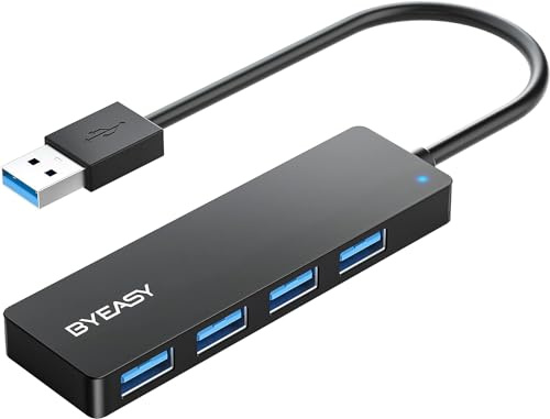 BYEASY USB Hub 3.0, Ultra Slim Multiport Hub 4 Ports USB 3.0 Adapter für iMac Pro, MacBook Air, Mac mini/Pro, Surface Pro, PC, Laptop, USB Flash Drives, Mobile HDD usw.