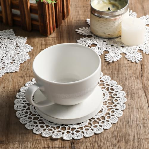 Andibro 8 Stück Spitzendeckchen Klein,4 Stile Runde Gestickte Tischläufer handgefertigte Weiße Häkeln Vintage Tischdeckchen Untersetzer Dekoration für Küche Esszimmer Party Hochzeit Kommoden