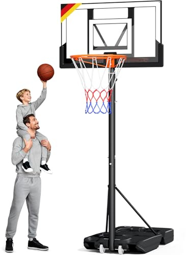 Basketballkorb Outdoor,Basketball Korb 100-305cm Höhenverstellbar,Basketballkörbe mit Ständer, Bruchsichere Rückwand, 2 Wetterfest Netz,für Kinder