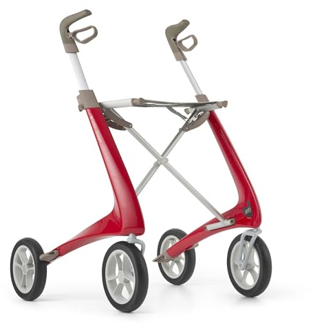 byACRE Carbon Ultralight Rollator, 4,8 kg, Erdbeerrot, Klassisch | Weltweit leichtester Carbon Rollator mit Sitz für Senioren, faltbar, ultraleicht & klappbar, für drinnen & draußen