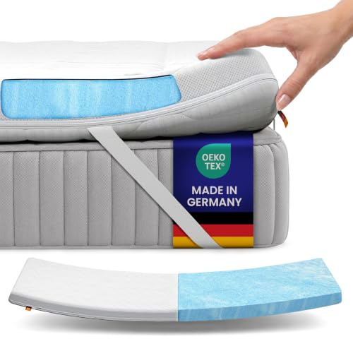 Meos® Gel-Schaum Topper 100x200 für Matratzen & Boxspringbett - Made in Germany - hohes RG50 - Bezug bis 60°C waschbar - Matratzenauflage (100 x 200 cm) White