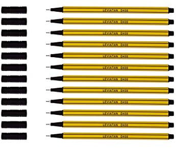 LEVIATAN D400 Fineliner Schwarz 12 Stück - Feinleiner Stift Bunt Für Den Täglichen Gebrauch Geeignet, Schreib und Schulbedarf - Linienbreite Ca. 0.4 Mm Feinlinerfilzstifte