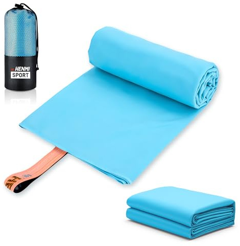 HENMI Fitness Handtuch Blau, Handtücher 50x100CM, Mikrofaser-Handtuch weich und tragbar, Gymhandtuch & Sporthandtuch-Hautfreundlich, hoch saugfähig, schnelltrocknend, Ideal für Fitness, Gym und Reisen