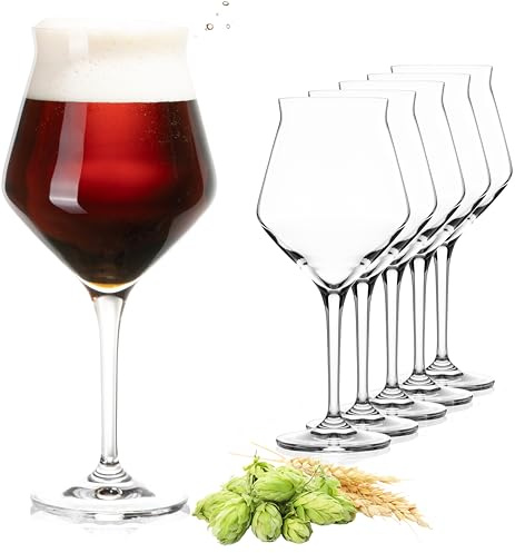 PLATINUX Biergläser Edel 400ml (max. 460ml) Biertulpen Set 6-Teilig aus Crystalline Glas Spülmaschinenfest