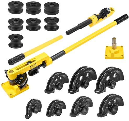 ZELCAN Rohrbieger 10/12/14/16/19/22/25mm Rohrbiegegerät Rohrbiegemaschine Manuell 180° Rohrbiegemaschine Handrohrbieger 3/8"-1" Rohr Rohrbieger mit 7 Matrizen für Rohrbiegung Rohre