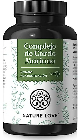 NATURE LOVE Mariendistel Artischocke Komplex - 120 Kapseln - 80% Silymarin | Mit Löwenzahn & Desmodium - Hochdosiert - Laborgeprüft - Vegan - In Deutschland produziert - 4-fach Komplex - Mit Silymarin