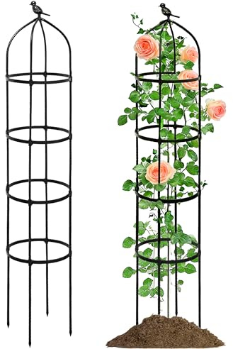 Rankhilfe Rankobelisk Metall 175cm,Witterungsbeständige Garten Rankhilfe für Rosen und Blumen,Garten Obelisk,Freistehende Rankhilfe für Kletterpflanzen,Ranksäule(32cm Durchmesser,175cm Höhe)