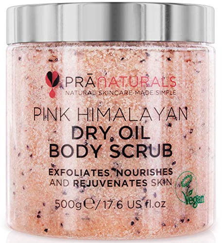 PraNaturals Körperpeeling aus rosafarbenem Himalaysalz 500 g | Von Natur aus reich an pflegenden Mineralstoffen und Vitaminen, Entfernt abgestorbene Hautzellen und regeneriert die Haut