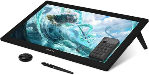 HUION Kamvas Pro 24 4K Grafiktablett mit Display, 140% sRGB | 23,8 Zoll 4K UHD, 8192 Druckstufen, Batterieloser Stift, Mini KeyDial K20, Windows Mac Android