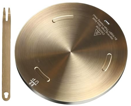 Grouarty Wärmeverteilerplatte, 20 cm, Edelstahl, Induktions-Adapter, Simmerplatte für Elektro-Gas, Glas-Kochfeld, Induktionsherd, Konverterplatte mit Griff