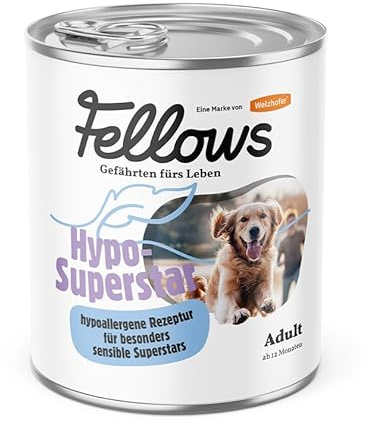 Fellows Hypo-Superstar Nassfutter für Hunde (6 x 800 g) | Hypoallergen, ohne Getreide, Insektenprotein als einzige Proteinquelle, für Allergiker