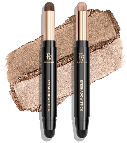 FV 2 PCS Lidschatten Stift, Hochpigmentierte Creme Lidschatten, Langanhaltend, Knitterfrei, Wasserfest Eyeshadow Sticks mit Matt und Shimmer Finish
