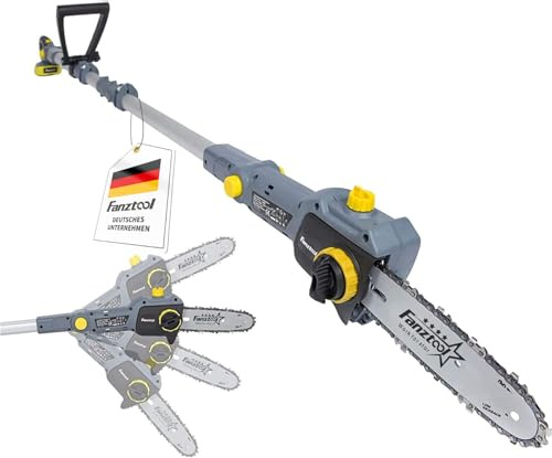 FANZTOOL 20V Li-Ion Akku-Hochentaster mit 2,5Ah Akku/Ladegerät, Höhe bis 5 m, 17 cm Schnittstärke, Schwertlänge 20 cm, leichtes Gewicht 4 kg