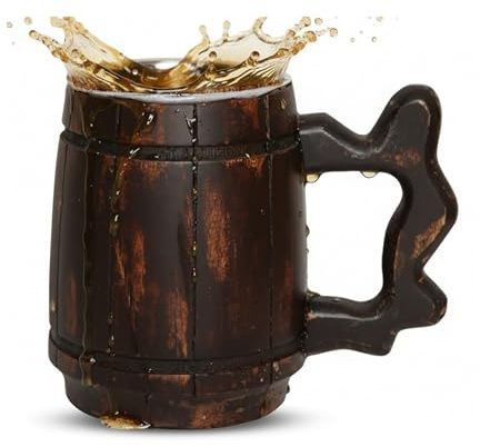 GoCraft Handgefertigter Holz-Bierkrug mit 530 ml Edelstahlbecher, tolle Bier-Geschenkideen, Holz-Bierkrug für Herren, Vintage-Barzubehör, klassisches Design