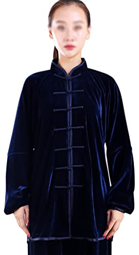 MYIESAXL Verdickter Samt Taichi Uniform Winter Unisex Stretch Kampfsportanzug Kung Fu Kleidung Chinesische Traditionelle Morgenübungen Kleidung Halbarm Tai Chi Anzughose